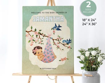 Retro Storybook Girl Baby Shower Welcome Sign, Chapter Book Themed Baby Shower Sign, Vintage Baby Shower, Instant Download, ST1GBR