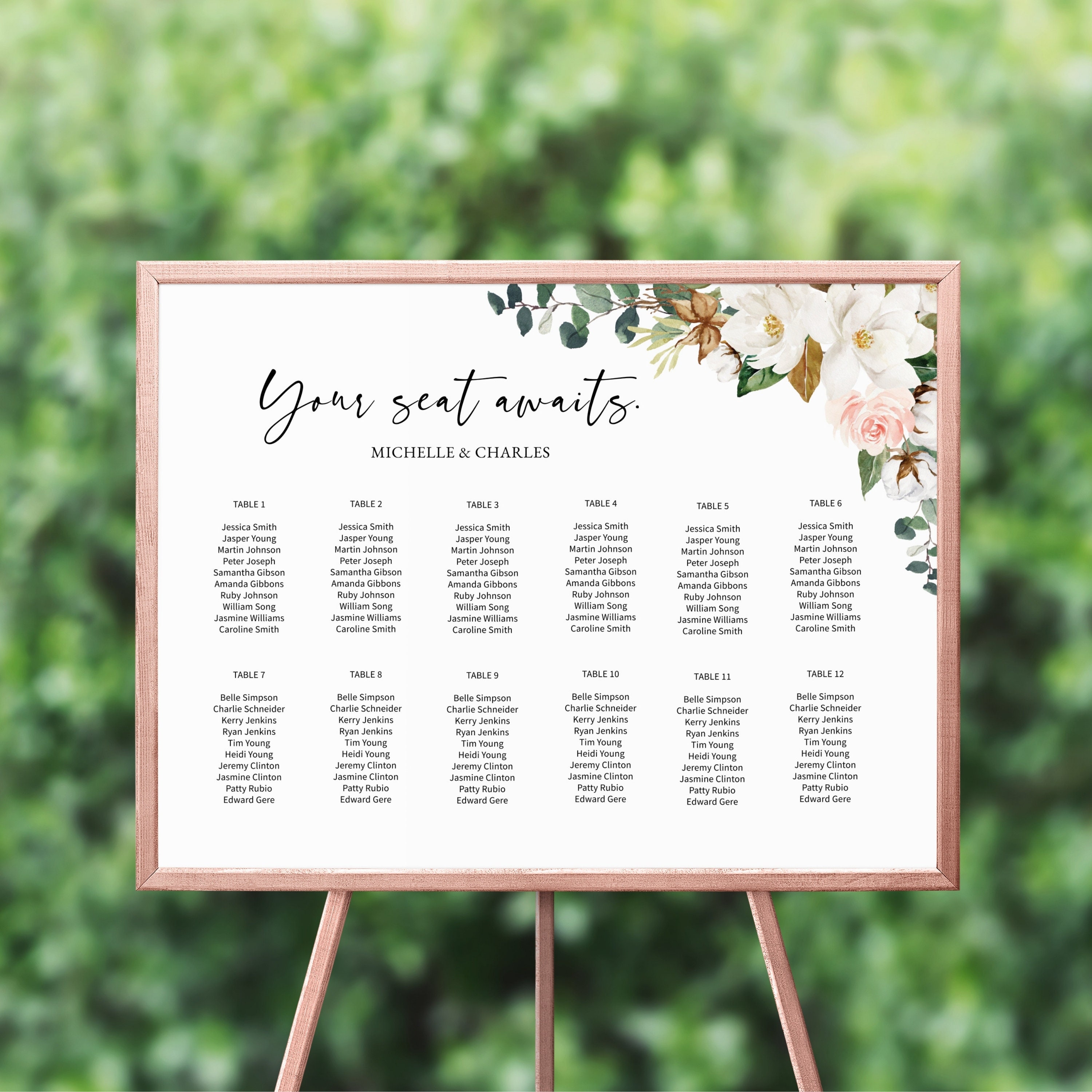 Magnolia Seating Chart Wedding Seating Sign Template Seating Etsy UK