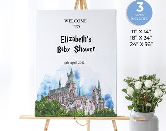 Wizard Baby Shower Welcome Sign, Magical Baby Shower Decorations, Castle Shower Template, Baby Shower Decor, Magic School, Gender Neutral