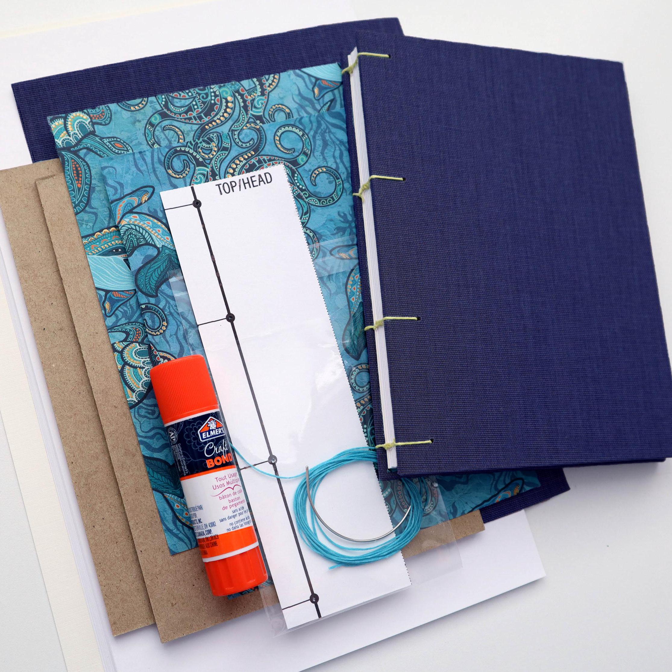 Hardcover Coptic Stitch Book Binding kit and gift with all materials and tools, a full video tutorial & instructions to make a complete book