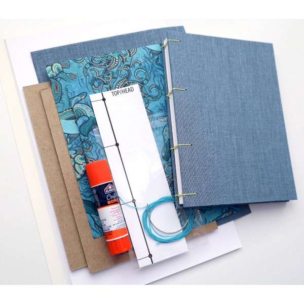 Hardcover Coptic Stitch Bookbinding book kit and gift set with all materials, supplies & video tutorial for journals, book lover and writers