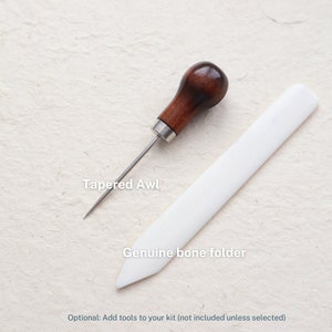 optional addon bookbinding tools awl and real genuine bone folder for coptic bookbinding kit