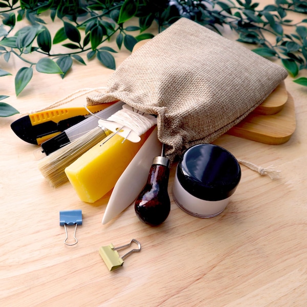 Book Binding Starter Kit, Linen Thread, Bone Folder, Burlap Sack