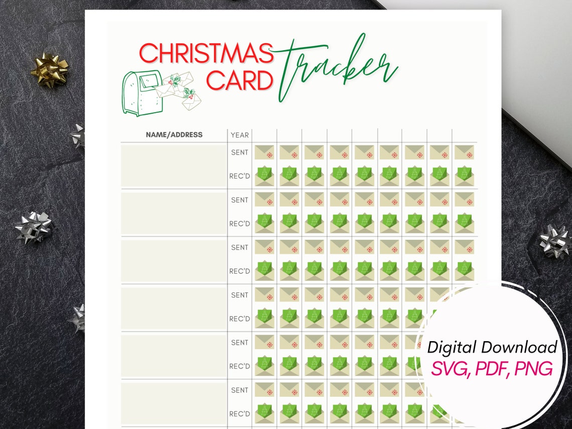 Free Printable Christmas Card Tracker For Planner