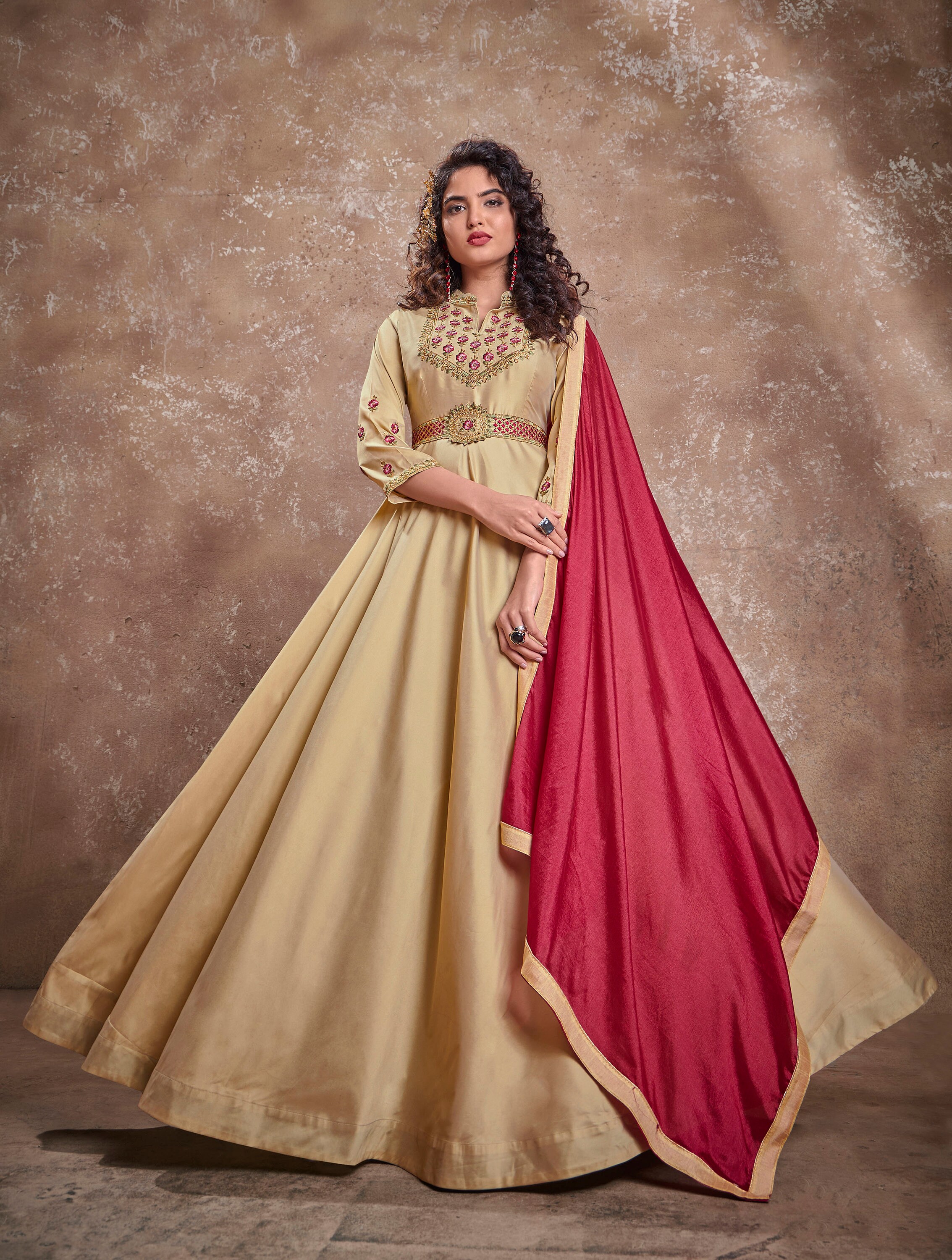 Reception Triva Silk Cream Wedding Wear 