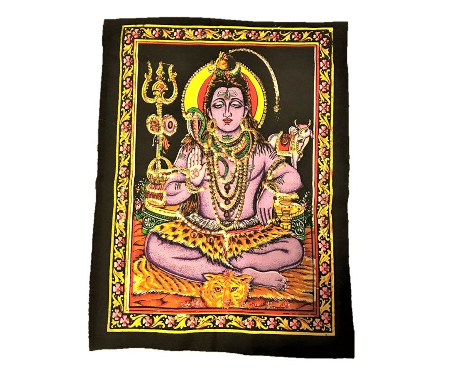 Lord Shiva Painting Wall Hanging Tapestry Cotton Meditation Etsy