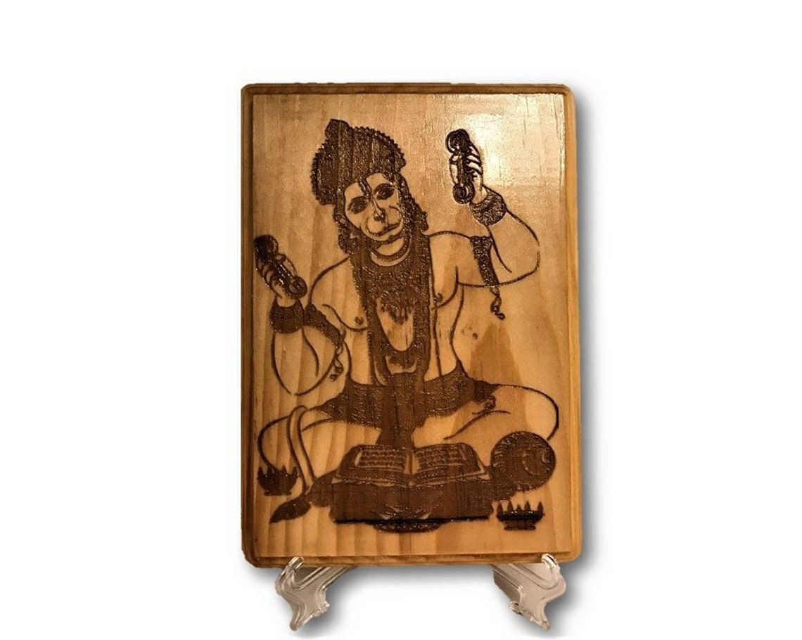 Lord Hanuman Laser engraved Solid Wood Wall Plaque. Hindu God Etsy
