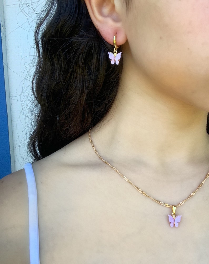 Gold earrings gold filled earrings butterfly earrings dangle earrings gold filled Huggies dainty drop earrings gold butterfly earrings