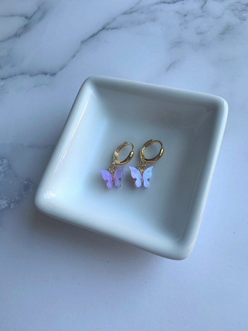 Gold earrings gold filled earrings butterfly earrings dangle earrings gold filled Huggies dainty drop earrings gold butterfly earrings