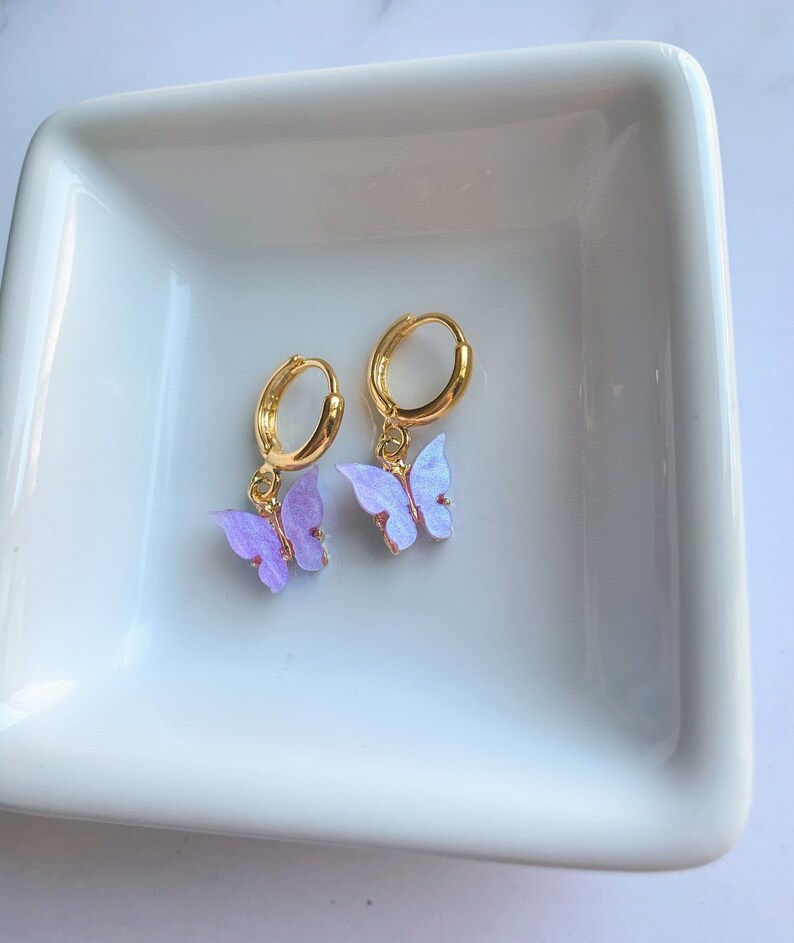 Gold earrings gold filled earrings butterfly earrings dangle earrings gold filled Huggies dainty drop earrings gold butterfly earrings