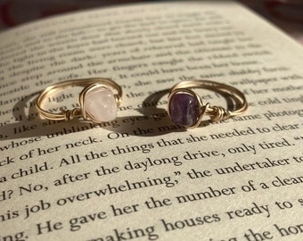 Wire Wrapped Handmade Healing Crystal Rings