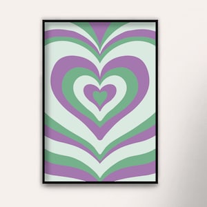 Groovy Retro 60s 70s Love Heart vintage wall art | minimalistic home decor printable | Digital download