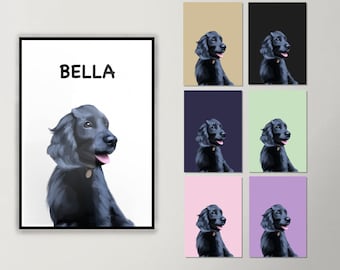 Custom Pet Portrait, Dog Illustration Wall Art (Digital Download)