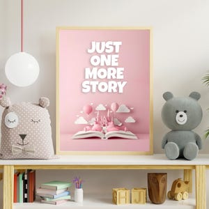 Rosa &#39;Just One More Story&#39; Digitaldruck mit zauberhaftem Geschichtenbuch - Kinderzimmer Dekor