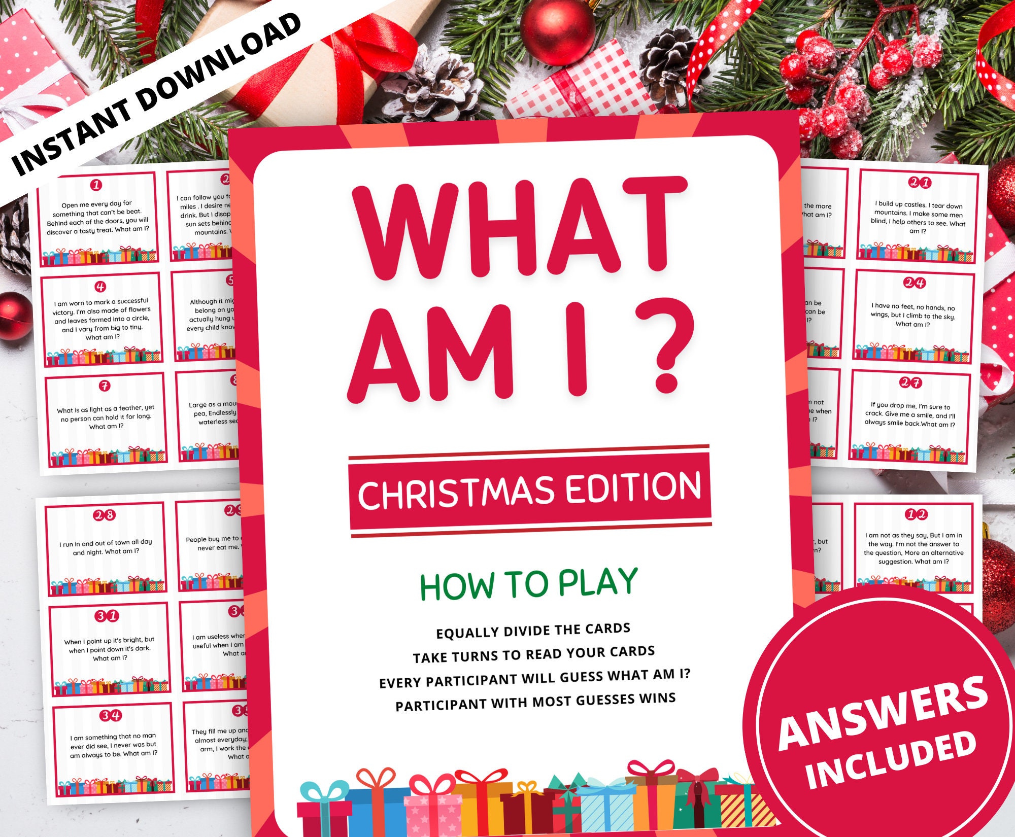 Christmas What Am I Riddles Printable Christmas Riddles Game Etsy Christmas What Am I Riddles Printable Christmas Riddles Game Etsy