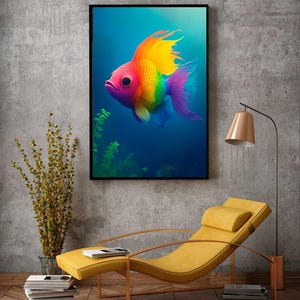 Funny fish, Poster, digital print whith fish, home decor, fun decor.