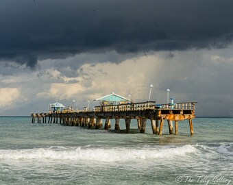 Ocean Pier photo print, Seascape print, Beachfront photo, Seascape Photography, Fine Art Seascape, Stormy Seascape, Stormy Beach Photo