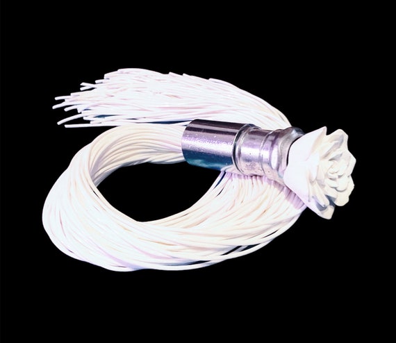 White Rose Flogger Ltd Holiday Edition with or without beads     Spanking Flogger Hand Made BDSM Bondage Adult Toy OOAK  Kink