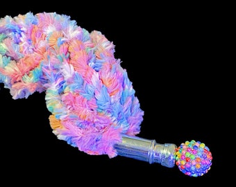 Cotton candy sensation flogger xtra fluffy knob handle teaser tickler    Flogger Hand Made BDSM Bondage Adult Toy OOAK  Kink