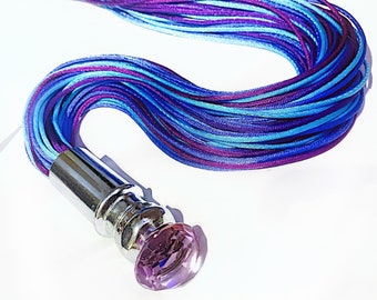 Shades of purple and blue sensation  play flogger knob handle teaser tickler    Flogger Hand Made BDSM Bondage Adult Toy