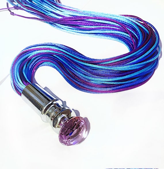 Shades of purple and blue sensation  play flogger knob handle teaser tickler    Flogger Hand Made BDSM Bondage Adult Toy