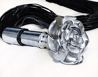 Rose Flogger Silver Special Edition Hand Made BDSM Bondage Adult Toy OOAK  Kink   Unique Impact