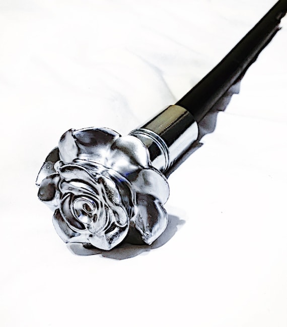 Ltd Edition Cane Silver Rose Collection Discipline Spanking- Hand Made BDSM Bondage Adult Toy OOAK Pain Kink Punishment