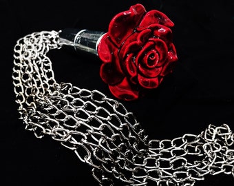 Chain Rose Flogger Special Edition Spanking Hand Made BDSM Bondage Adult Toy OOAK  Kink   Unique Impact