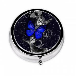 Custom Gothic Butterfly Round Pill Box