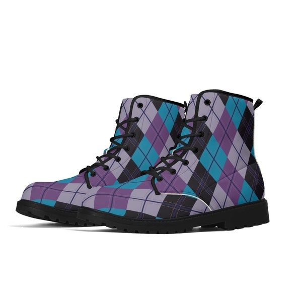 Custom Argyle Boots by Blissful Discipline mens and womens sizes available Vegan Leather