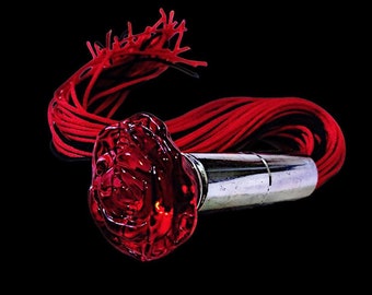 Rose  Satin Flogger Sensation Play Teaser Hand Made BDSM Bondage Adult Toy OOAK  Kink   Unique Impact