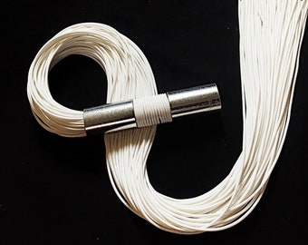 White rubber flogger with chrome plated handle    Spanking Flogger Hand Made BDSM Bondage Adult Toy OOAK  Kink