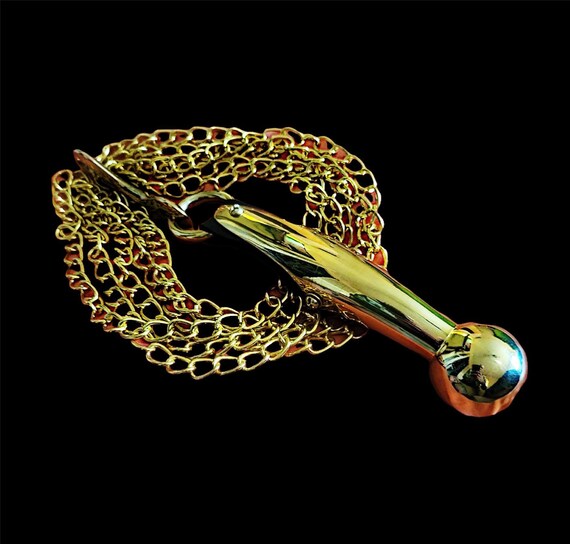 Chain Link Golden Flogger Gleaming Metal Handle Swivels  spanking Hand Made BDSM Bondage Adult Toy OOAK  Kink