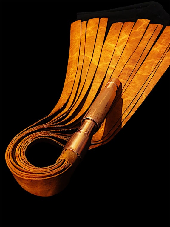 Premium genuine leather flogger  with copper handle     Flogger Hand Made BDSM Bondage Adult Toy OOAK  Kink
