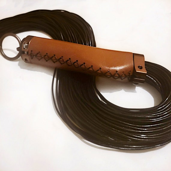 Mocha Collection Flogger Rich Mocha with Metal Accents Spanking Flogger Hand Made BDSM Bondage Adult Toy OOAK  Kink