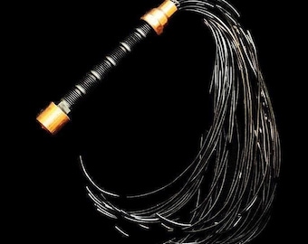 Handmade Rubber Flogger - 18in Stingy Falls, Black & Copper