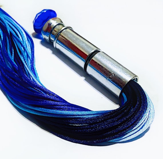 Shades of Blue Sensation Flogger Satin   spanking Hand Made BDSM Bondage Adult Toy OOAK  Kink   Unique Impact