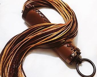 Mocha Collection Sensation Flogger Rich Mocha with Metal Accents Light Flogger Hand Made BDSM Bondage Adult Toy OOAK  Kink