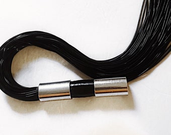 Black rubber flogger with chrome plated handle    Spanking Flogger Hand Made BDSM Bondage Adult Toy OOAK  Kink