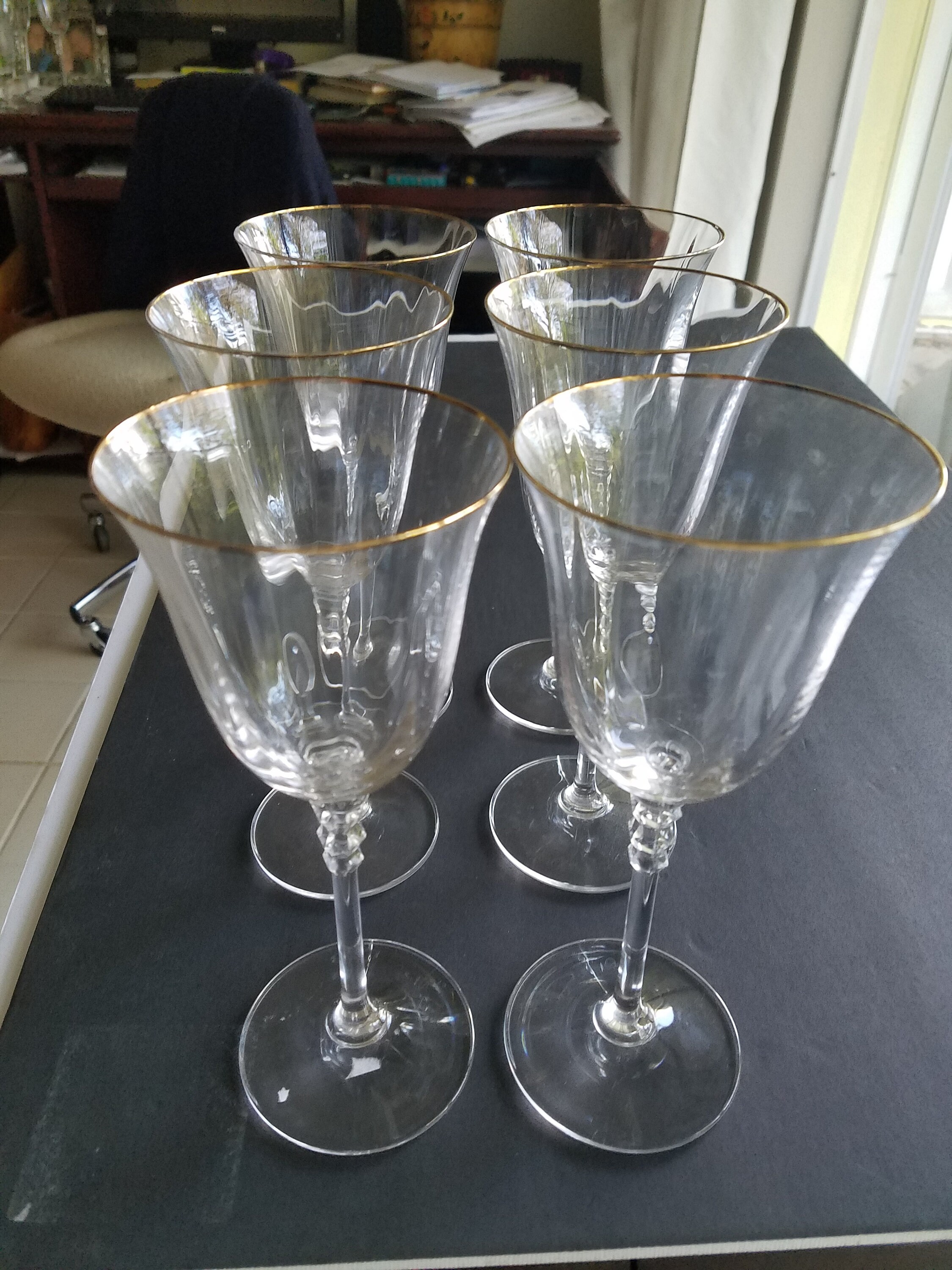 6 Mikasa Crystal SONATA GOLD 8 1/4 Tall WATER Wine Goblet Glasses Etsy