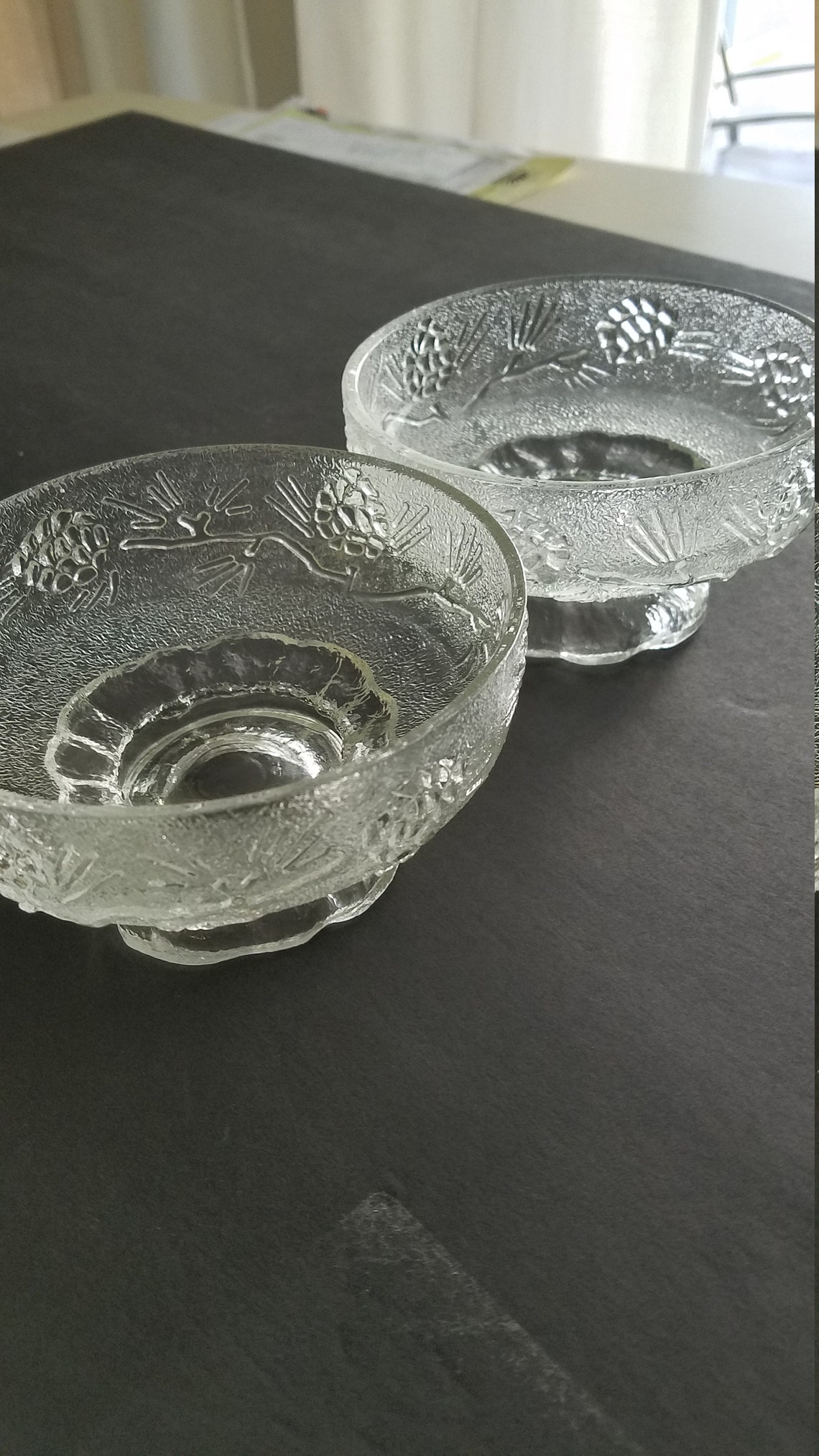 Tiara Indiana Glass Ponderosa Pine Salad Bowls 5 Inch Set of 2 Dessert