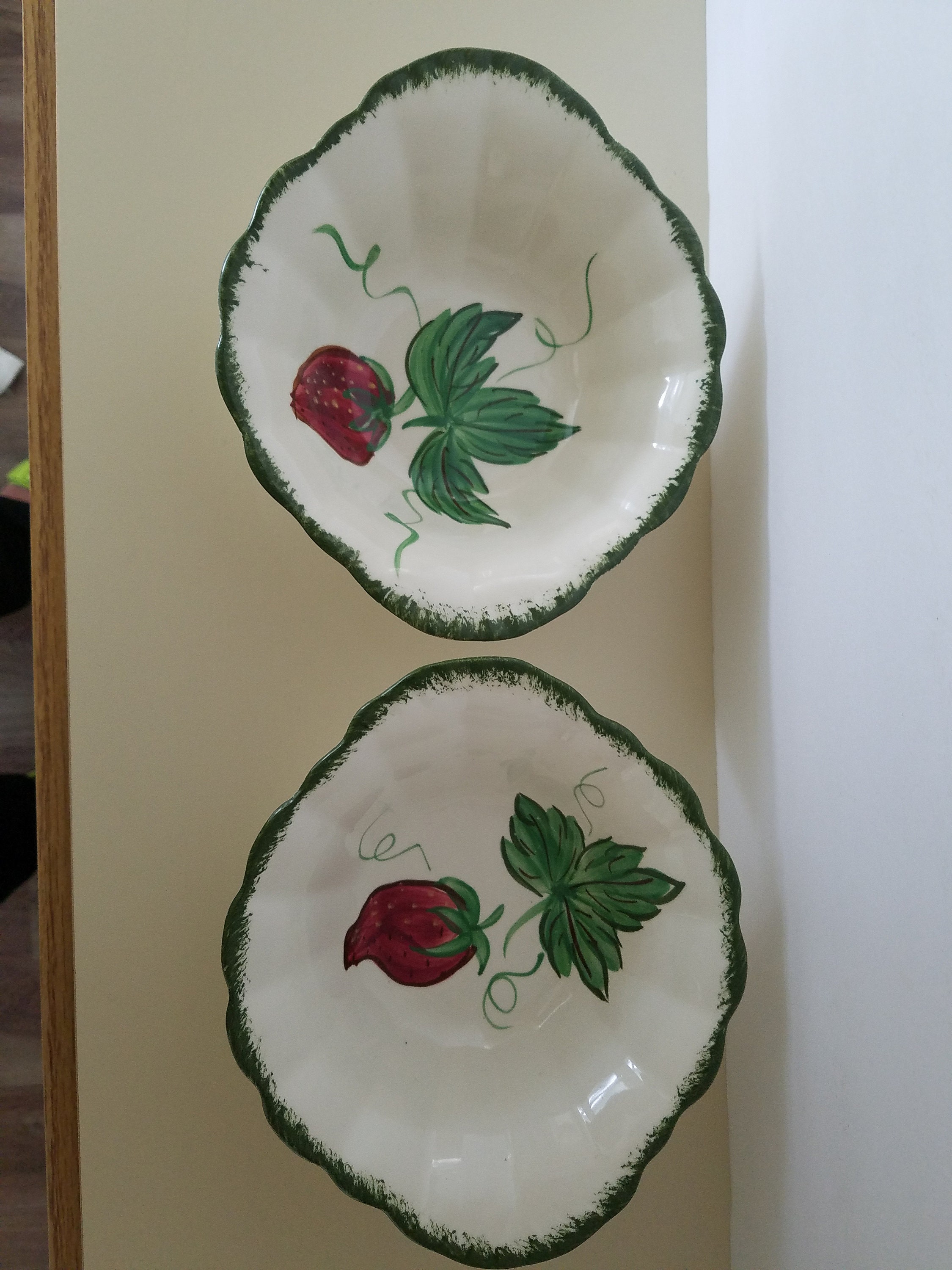 Blue Ridge Pottery WILD STRAWBERRY Two Tab Handle Cereal Bowls Etsy