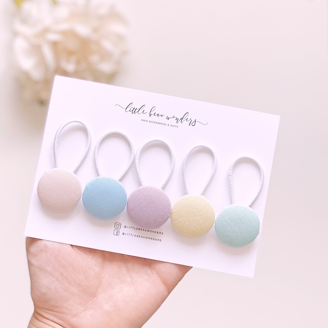 Pastel Button Bobbles Set Button Hair Bobbles Hair Ties Hair Bobbles ...