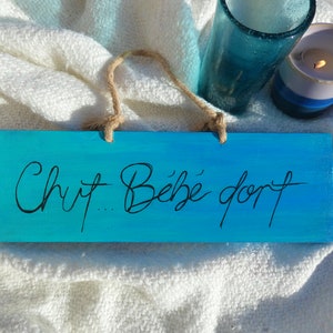 Decoration hush baby sleeps, child's wooden sign, child's room decoration, birth gift image 1