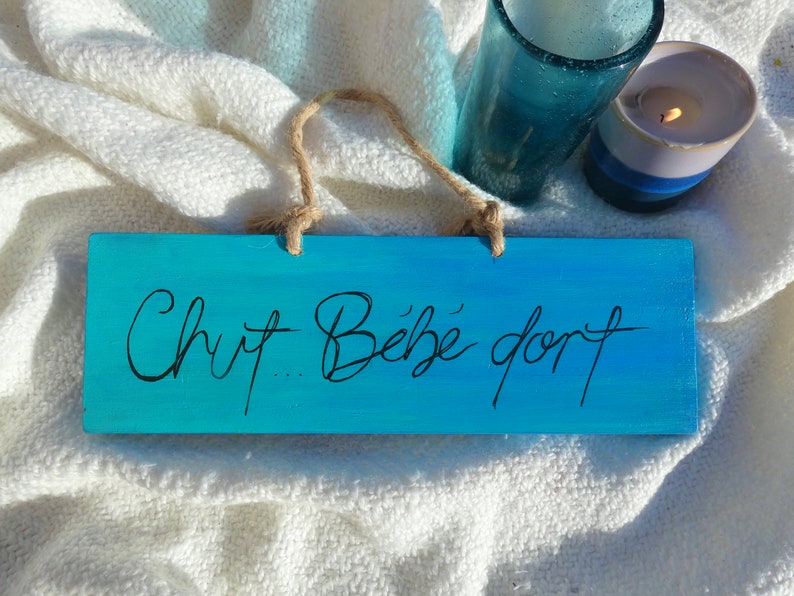 Decoration hush baby sleeps, child's wooden sign, child's room decoration, birth gift image 1