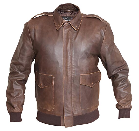 Handmade Distressed Leather A-2 Aviator Bomber Jacket: Vintage