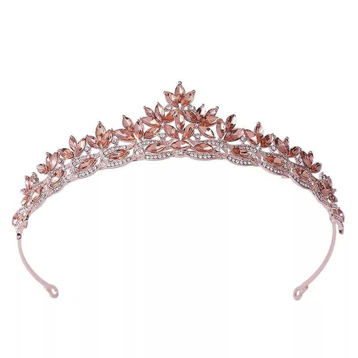 Adjustable Rose Gold Wedding Tiara for Bride Bridal Wedding Etsy UK