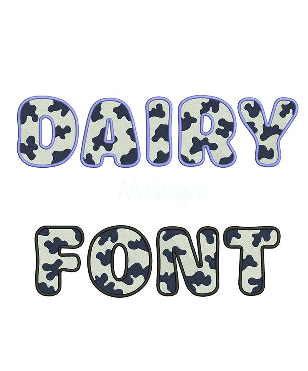 Dairy Embroidery Font. Machine Embroidery Alphabet. BX Format - Etsy