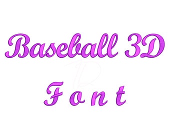 Baseball 3D puff embroidery digital font. 3D puff foam embroidery alphabet. BX format.