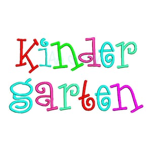 Kindergarten embroidery digital font. Machine embroidery alphabet. Full monogram embroidery. Baby embroidery font.